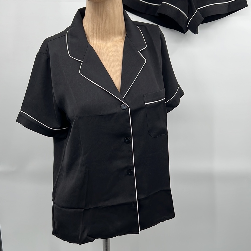 🆕Generation Love Lenox Black White Pajama Set Shorts Pockets Lounge Sleepwear - Picture 3 of 16